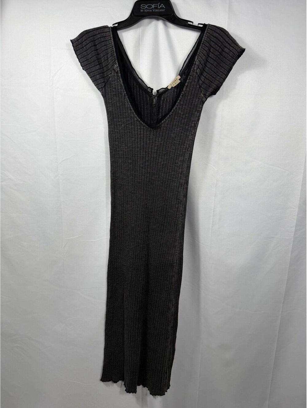 Anama Ribbed Knit Maxi Dress Gray Size Medium